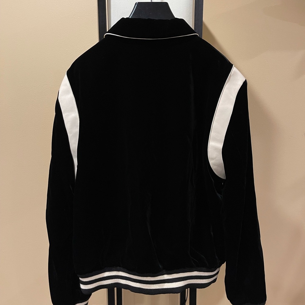 Celine x Hedi Slimane Black Velvet Teddy Varsity Jacket RARE - Picture 2 of 13